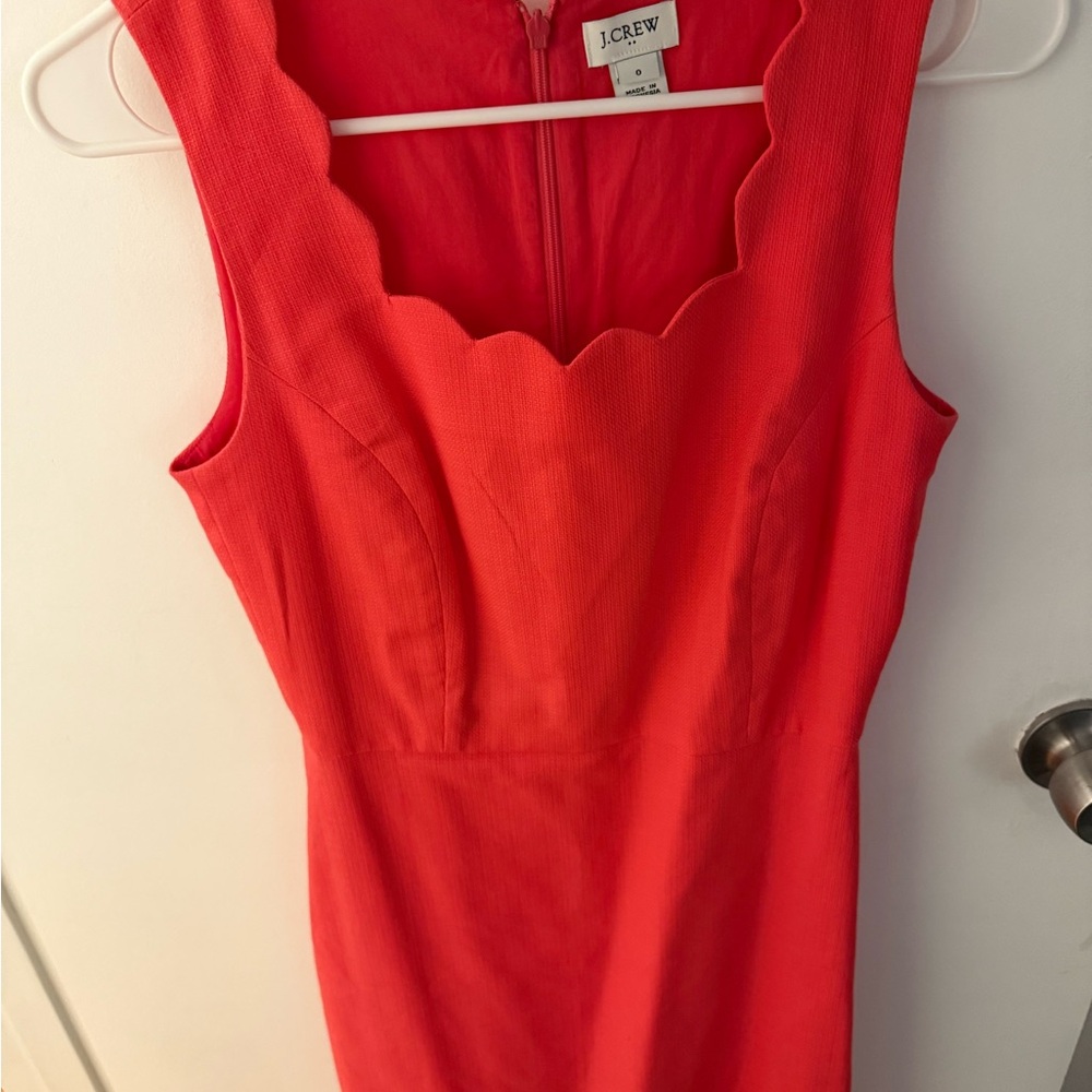 J. Crew Vibrant Red Scalloped Mini Dress